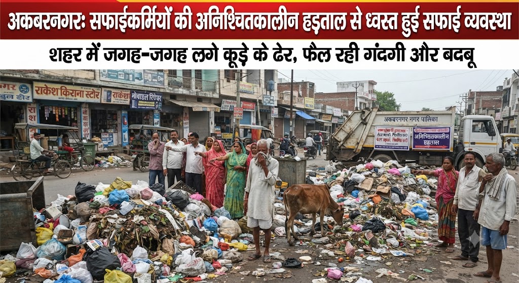 अकबरनगर में सफाईकर्मियों की अनिश्चितकालीन हड़ताल से ध्वस्त हुई सफाई व्यवस्था; तीन माह से अधिक के बकाया वेतन की मांग पर अड़े कर्मचारी, कचरे के ढेर में तब्दील हुआ पूरा नगर पंचायत क्षेत्र