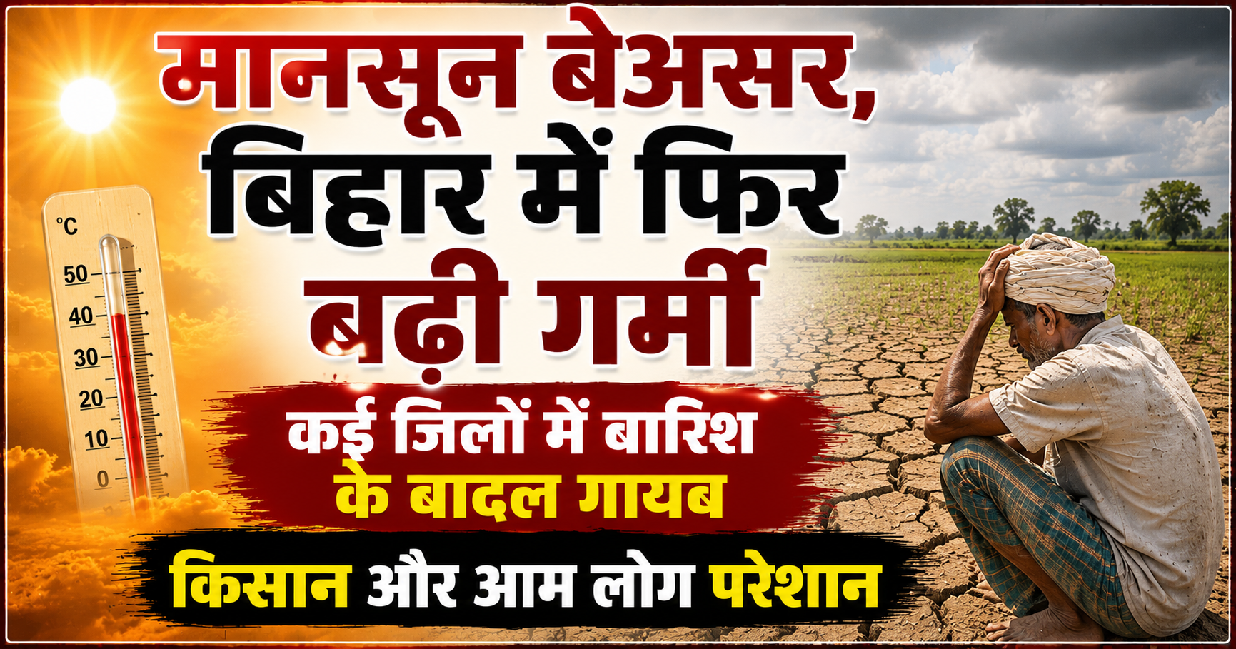 मानसून बेअसर, बिहार में फिर बढ़ी गर्मी; कई जिलों में बारिश के बादल गायब, किसान और आम लोग परेशान