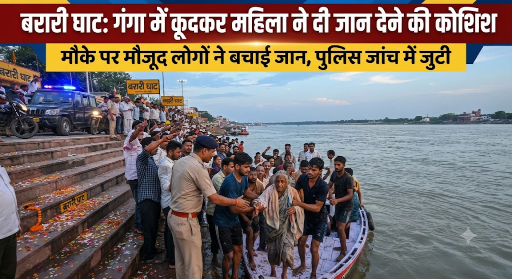 बरारी घाट पर गंगा नदी में कूदकर एक महिला ने दी जान देने की कोशिश; एसडीआरएफ (SDRF) की त्वरित और जांबाज कार्रवाई से बची जिंदगी, पारिवारिक कलह और जीवन से हताशा बनी वजह