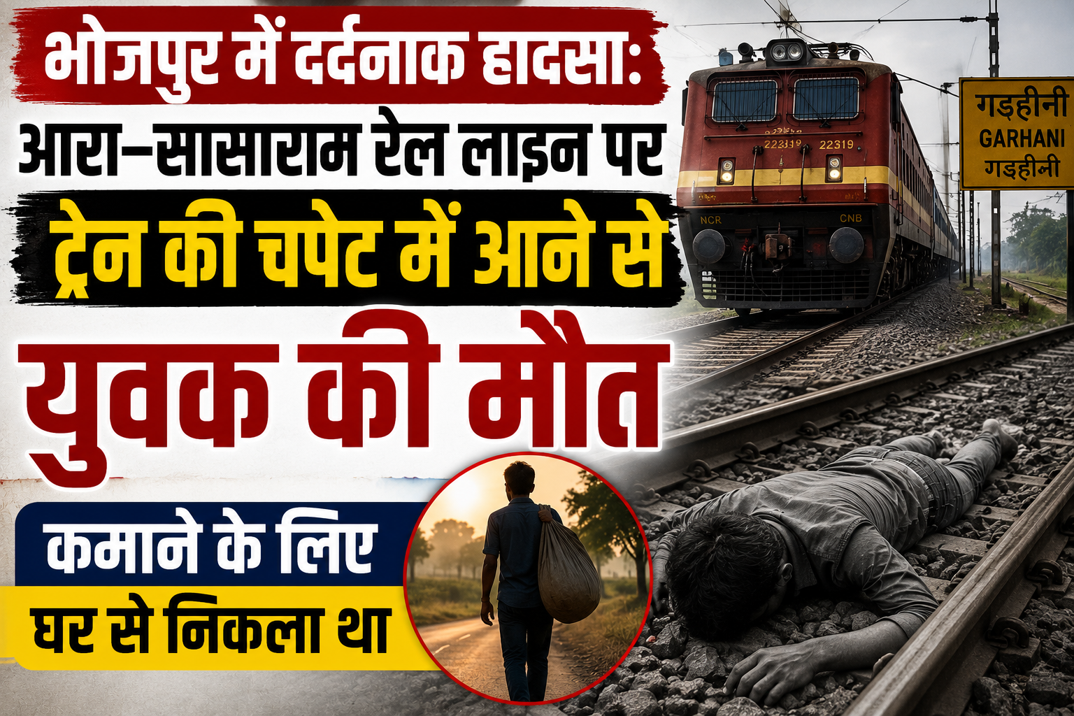 Tragic Accident in Bhojpur: Young Man Killed After Being Hit by Train on Ara–Sasaram Rail Line; Had Left Home in Search of Work