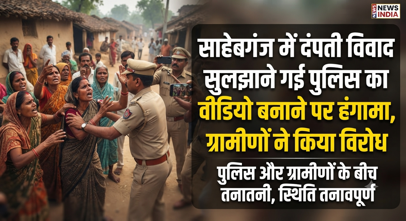 साहेबगंज में दंपती विवाद सुलझाने गई पुलिस का वीडियो बनाने पर हंगामा, ग्रामीणों ने किया विरोध