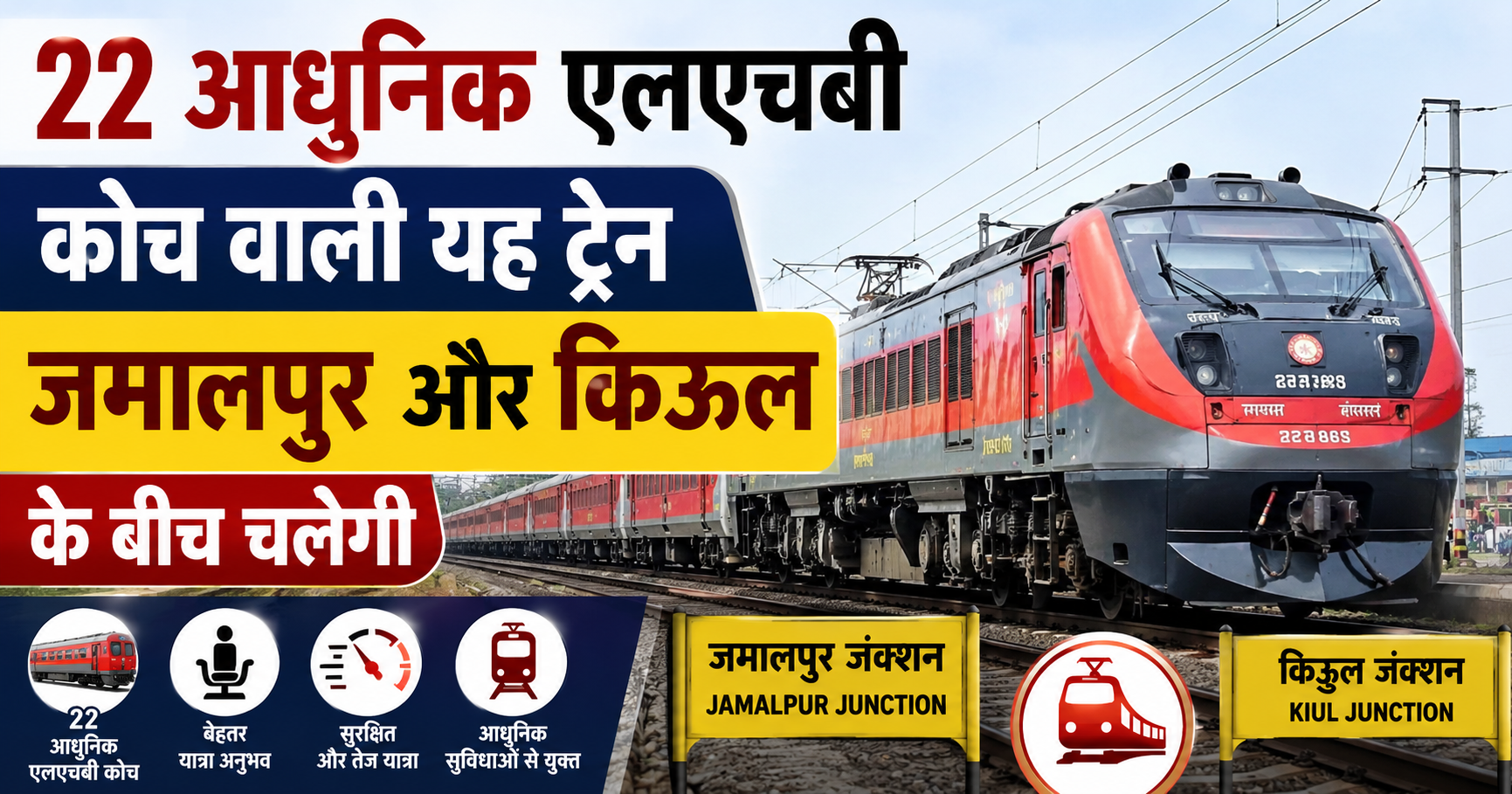 22 आधुनिक एलएचबी कोच वाली यह ट्रेन जमालपुर और किऊल होकर भरेगी फर्राटा