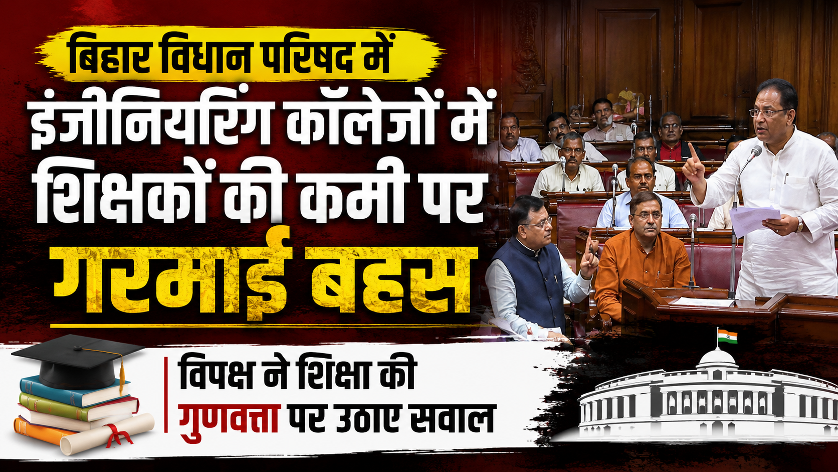बिहार विधान परिषद में इंजीनियरिंग कॉलेजों में शिक्षकों की कमी पर गरमाई बहस, विपक्ष ने शिक्षा की गुणवत्ता पर उठाए सवाल