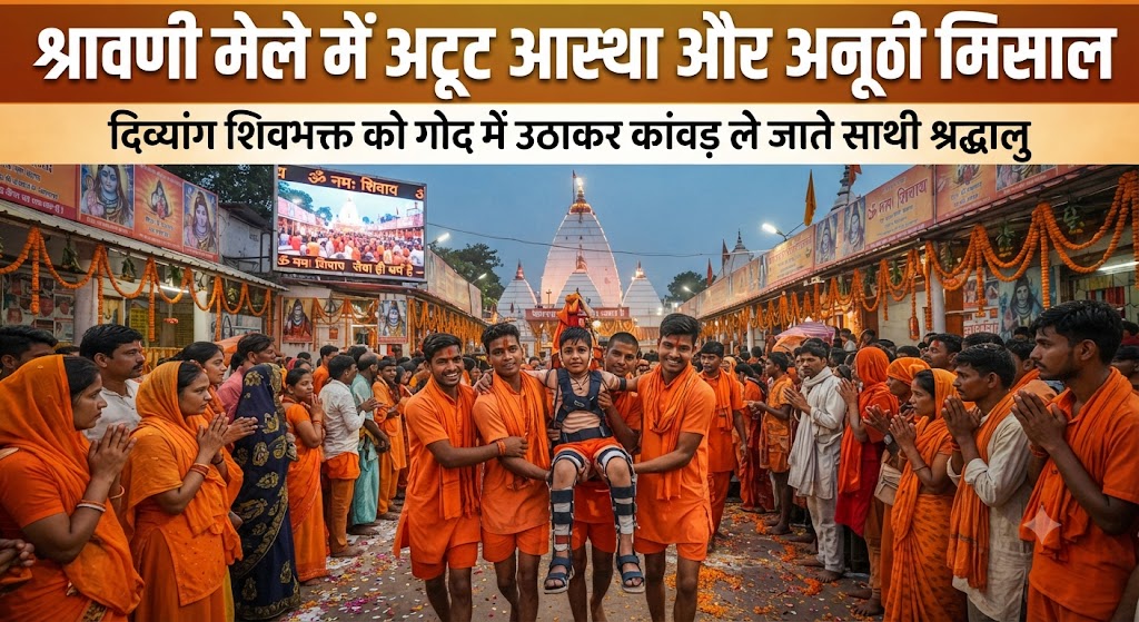 श्रावणी मेले में अटूट आस्था और अनूठी मिसाल; महज दो माह की बेटी को डोली में बैठाकर दंडवत यात्रा कर रहे हैं पिता मिथिलेश कुमार, मन्नत पूरी होने पर बाबा बैद्यनाथ दरबार की ओर कदम