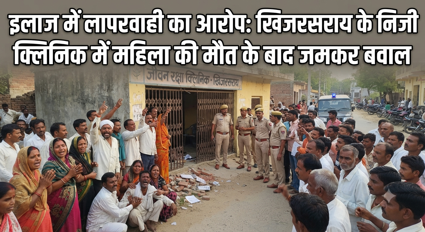 इलाज में लापरवाही का आरोप: खिजरसराय के निजी क्लिनिक में महिला की मौत के बाद जमकर बवाल