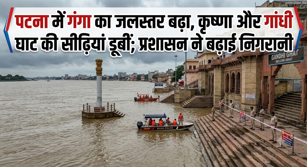 पटना में गंगा का जलस्तर बढ़ा, कृष्णा और गांधी घाट की सीढ़ियां डूबीं; प्रशासन ने बढ़ाई निगरानी