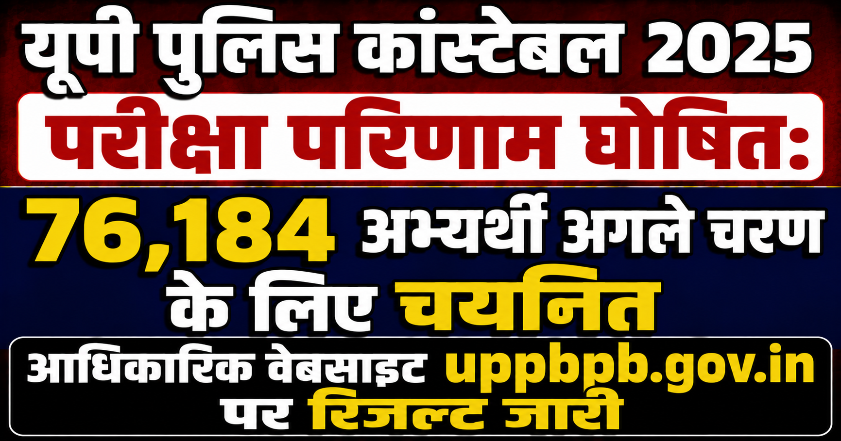 UP Police Constable 2025 Examination Results Announced: 76,184 Candidates Selected for the Next Stage; Results Released on the Official Website uppbpb.gov.in