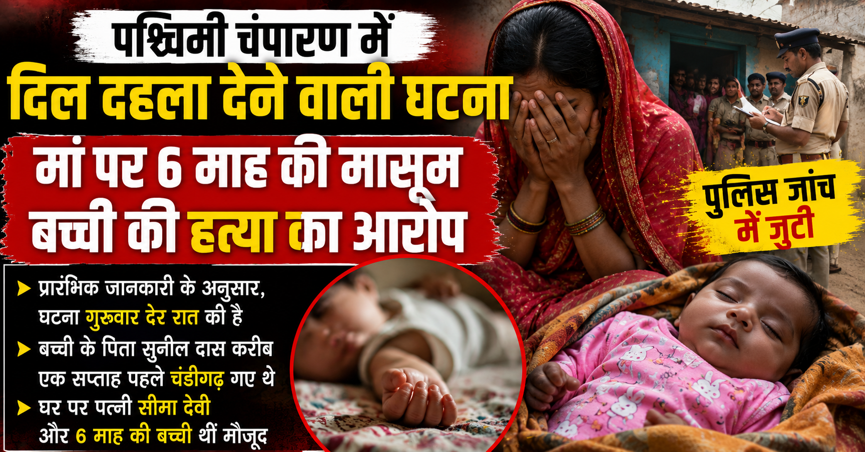 West Champaran Tragedy: Mother Accused of Killing Six-Month-Old Daughter; Police Launch Detailed Investigation