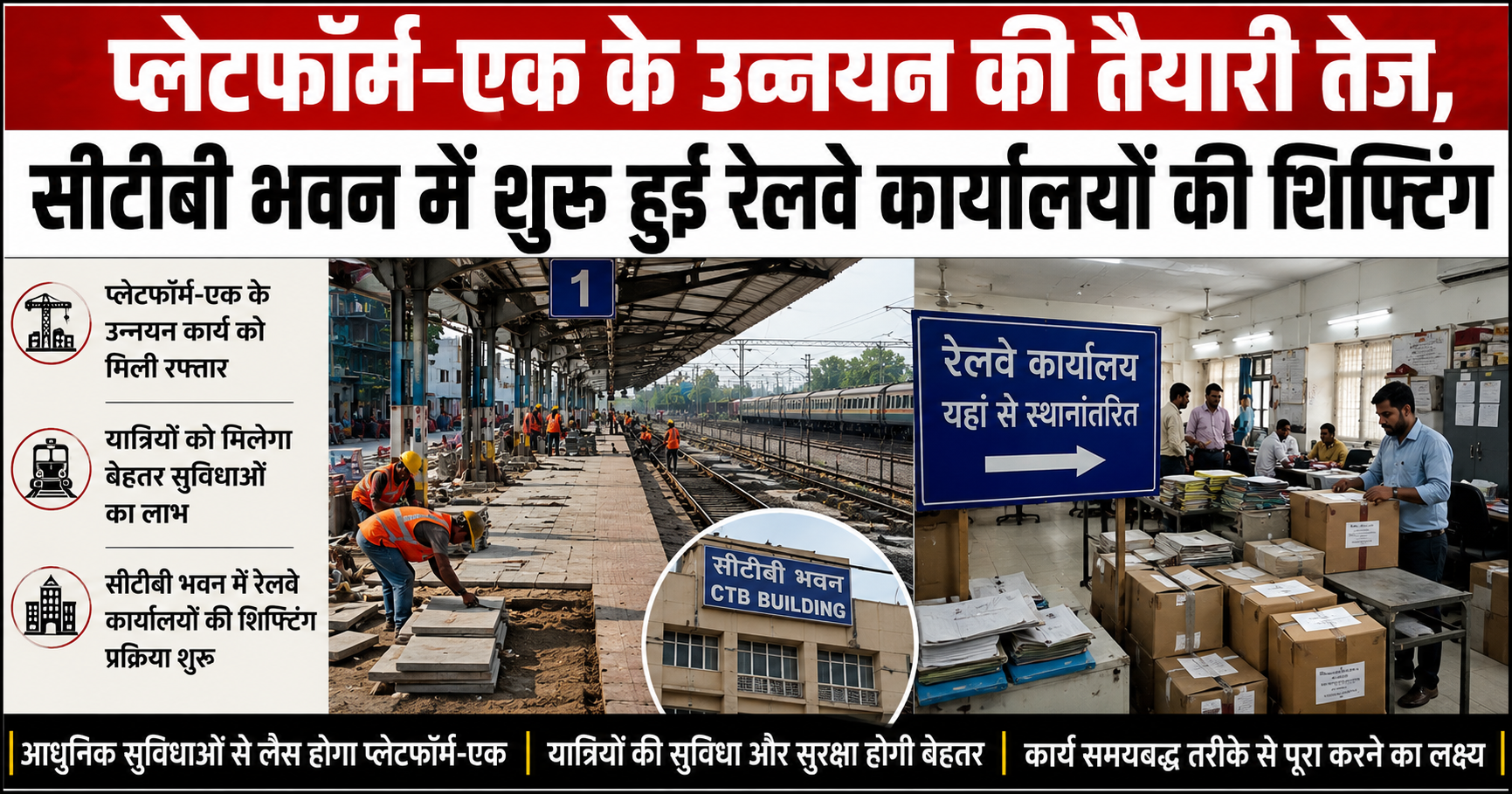 प्लेटफॉर्म-एक के उन्नयन की तैयारी तेज, सीटीबी भवन में शुरू हुई रेलवे कार्यालयों की शिफ्टिंग