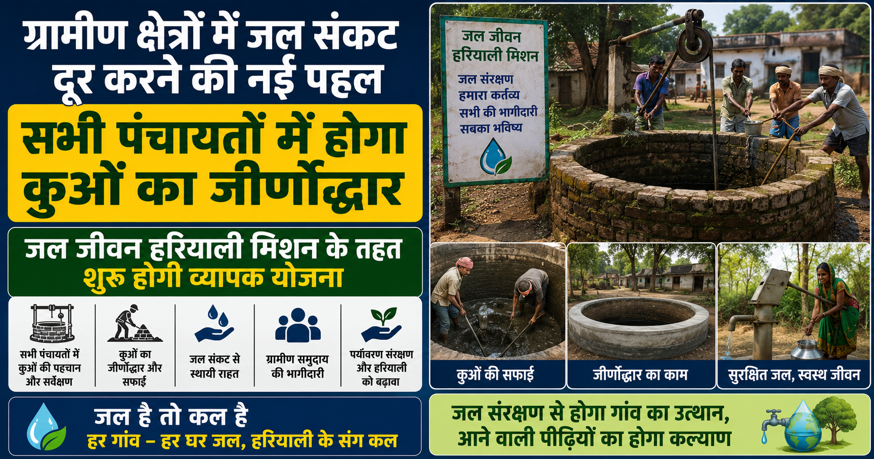 ग्रामीण क्षेत्रों में जल संकट दूर करने की नई पहल, सभी पंचायतों में होगा कुओं का जीर्णोद्धार; जल जीवन हरियाली मिशन के तहत शुरू होगी व्यापक योजना