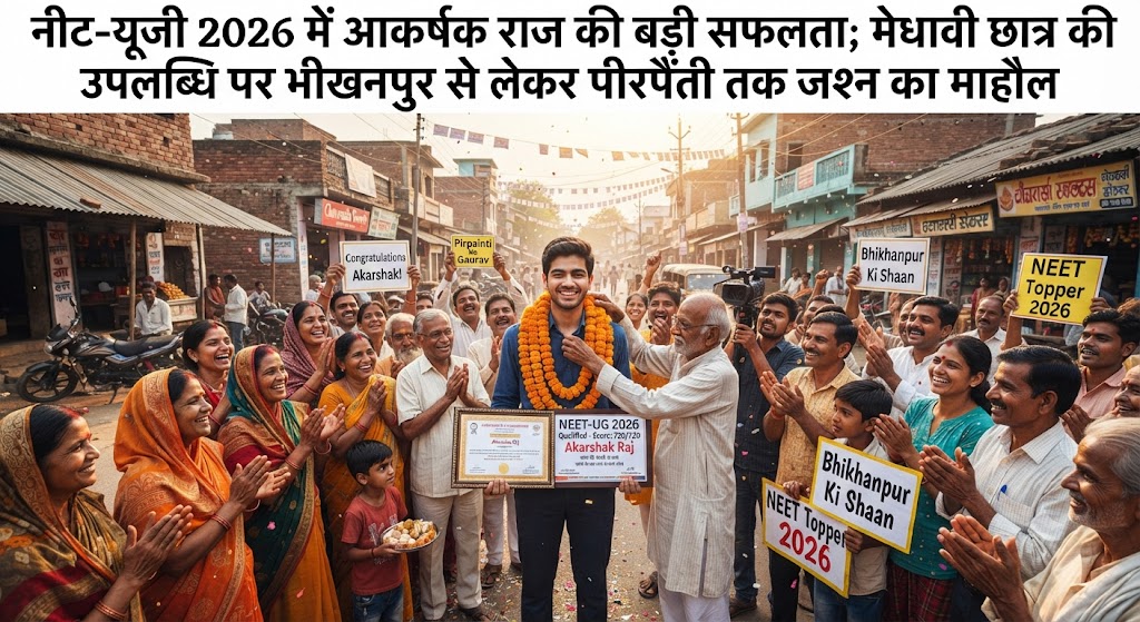 नीट-यूजी 2026 में आकर्षक राज की बड़ी सफलता; मेधावी छात्र की उपलब्धि पर भीखनपुर से लेकर पीरपैंती तक जश्न का माहौल
