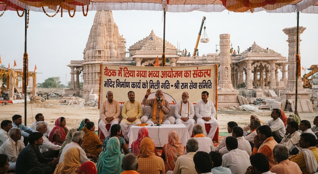 बैठक में लिया गया भव्य आयोजन का संकल्प, मंदिर निर्माण कार्य को मिली गति