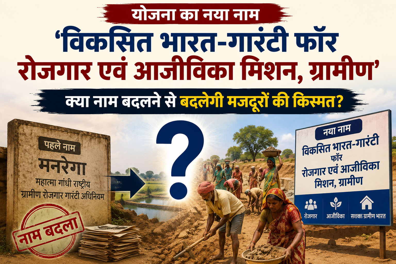 योजना का नया नाम 'विकसित भारत-गारंटी फॉर रोजगार एवं आजीविका मिशन, ग्रामीण': क्या नाम बदलने से बदलेगी मजदूरों की किस्मत?