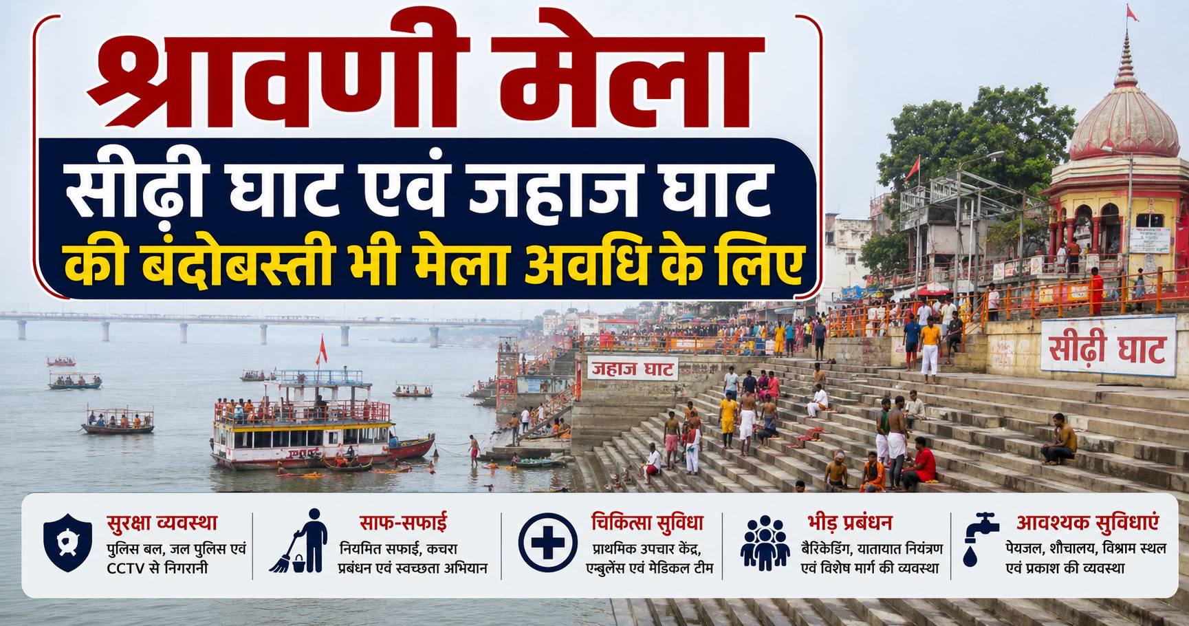 सीढ़ी घाट एवं जहाज घाट की बंदोबस्ती भी मेला अवधि के लिए, श्रद्धालुओं की सुविधा और सुरक्षा को लेकर प्रशासन ने शुरू की तैयारी