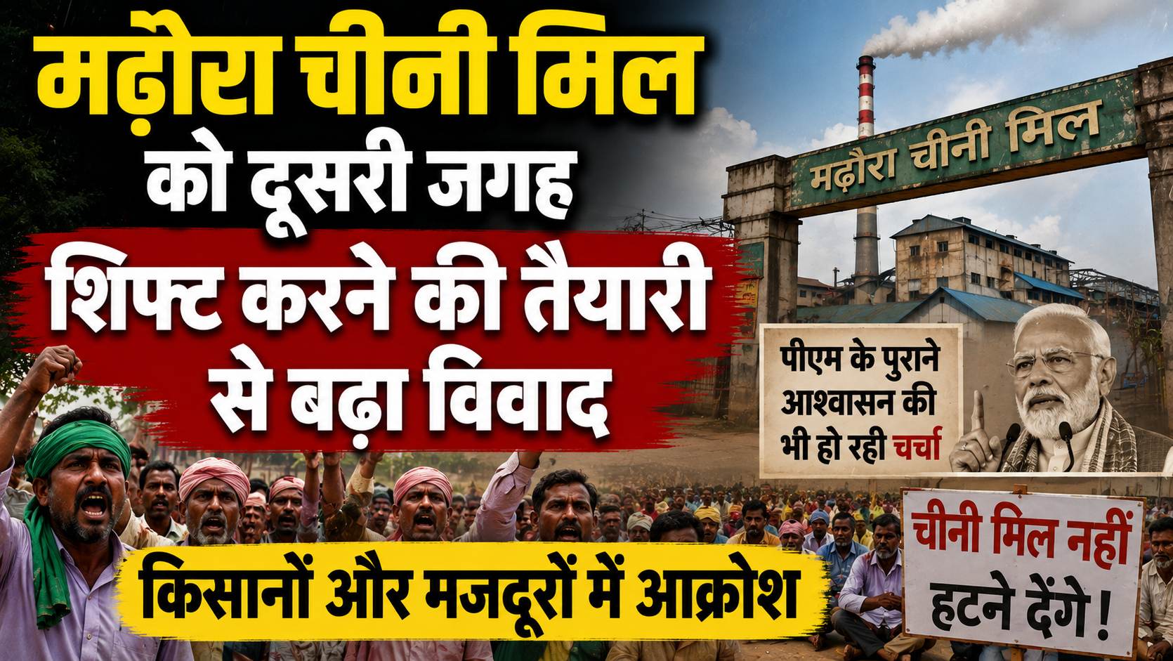 मढ़ौरा चीनी मिल को दूसरी जगह शिफ्ट करने की तैयारी से बढ़ा विवाद, किसानों और मजदूरों में आक्रोश; पीएम के पुराने आश्वासन की भी हो रही चर्चा