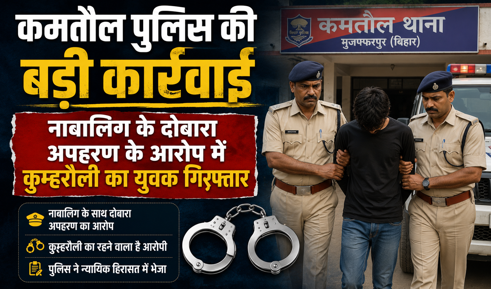 Major Action by Kamtaul Police, Youth from Kumhrauli Arrested for Repeated Abduction of a Minor