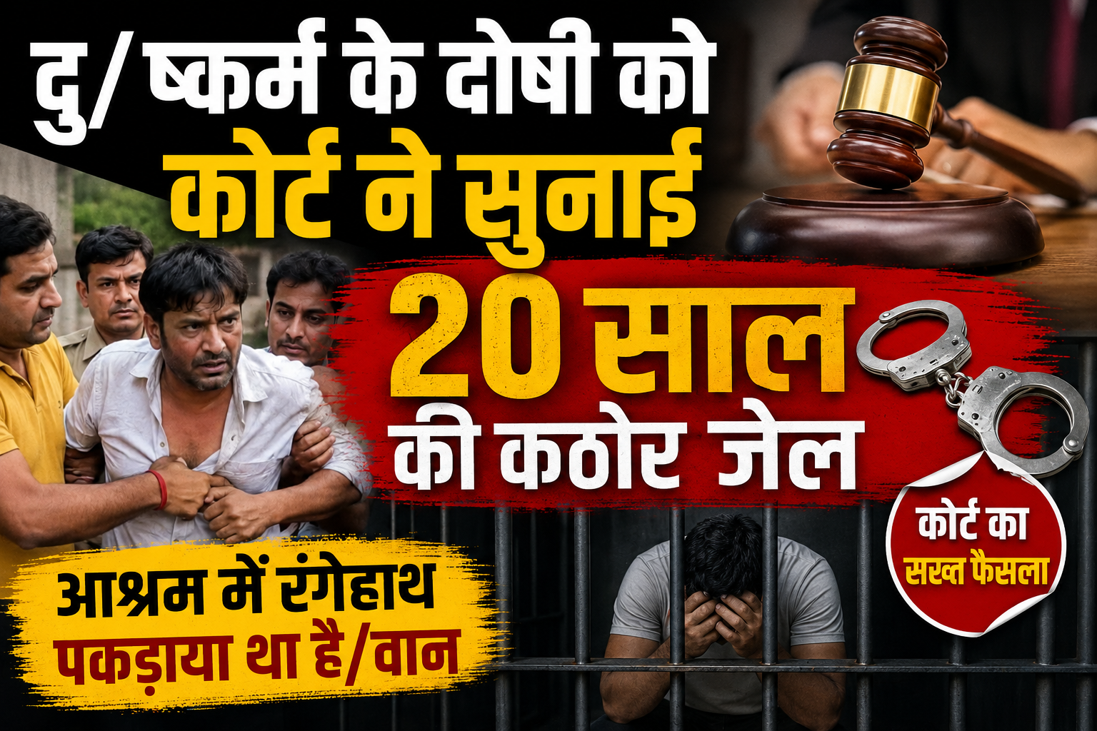 बच्ची से दुष्कर्म के दोषी को कोर्ट ने सुनाई 20 साल की कठोर जेल, आश्रम में रंगेहाथ पकड़ाया था हैवान