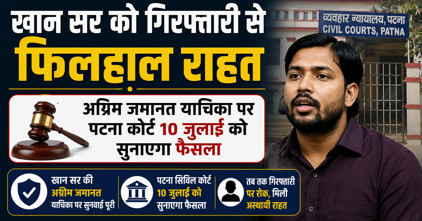 खान सर को गिरफ्तारी से फिलहाल राहत, अग्रिम जमानत याचिका पर पटना कोर्ट 10 जुलाई को सुनाएगा फैसला