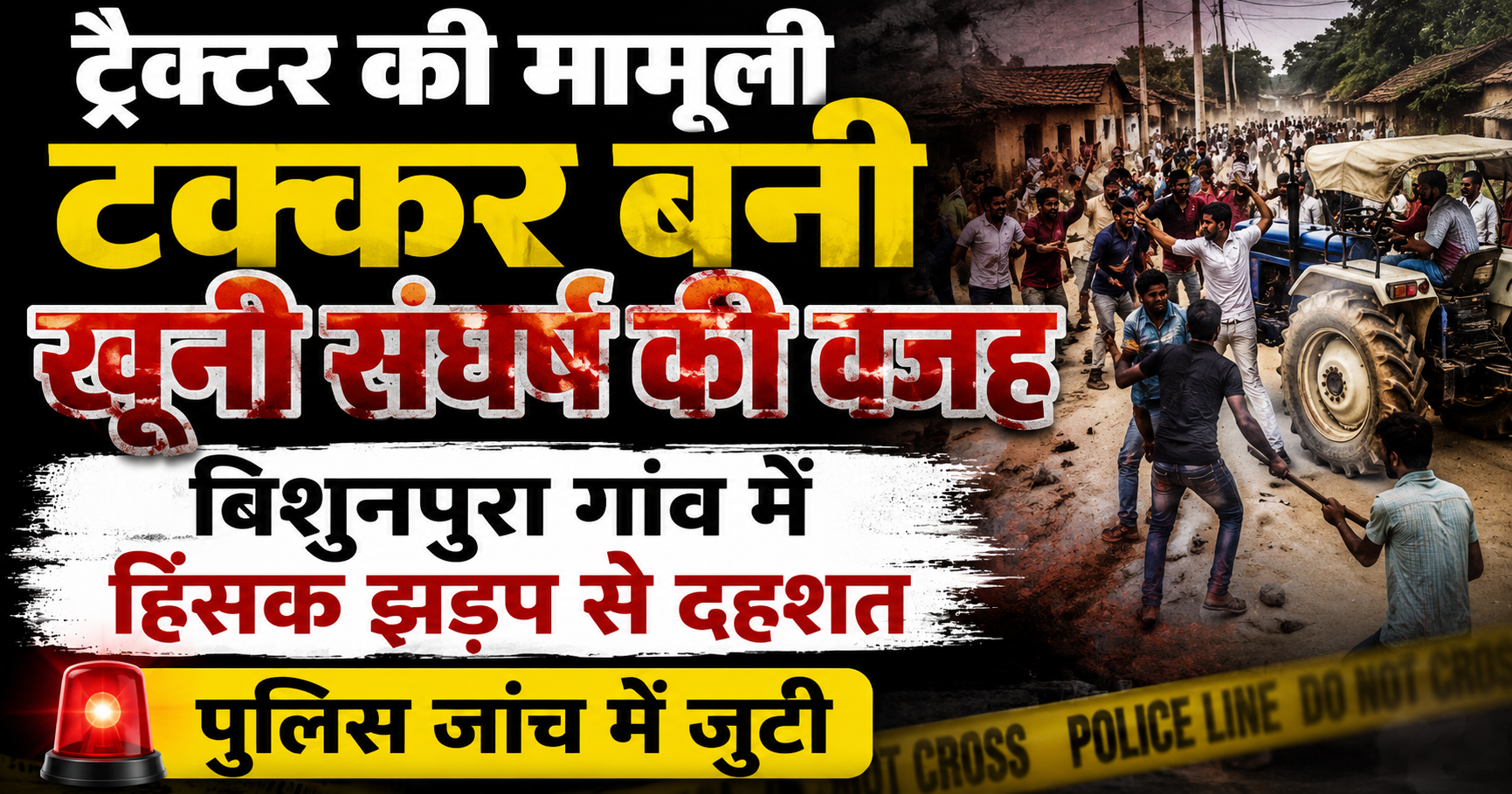 ट्रैक्टर की मामूली टक्कर बनी खूनी संघर्ष की वजह, बिशुनपुरा गांव में हिंसक झड़प से दहशत; पुलिस जांच में जुटी