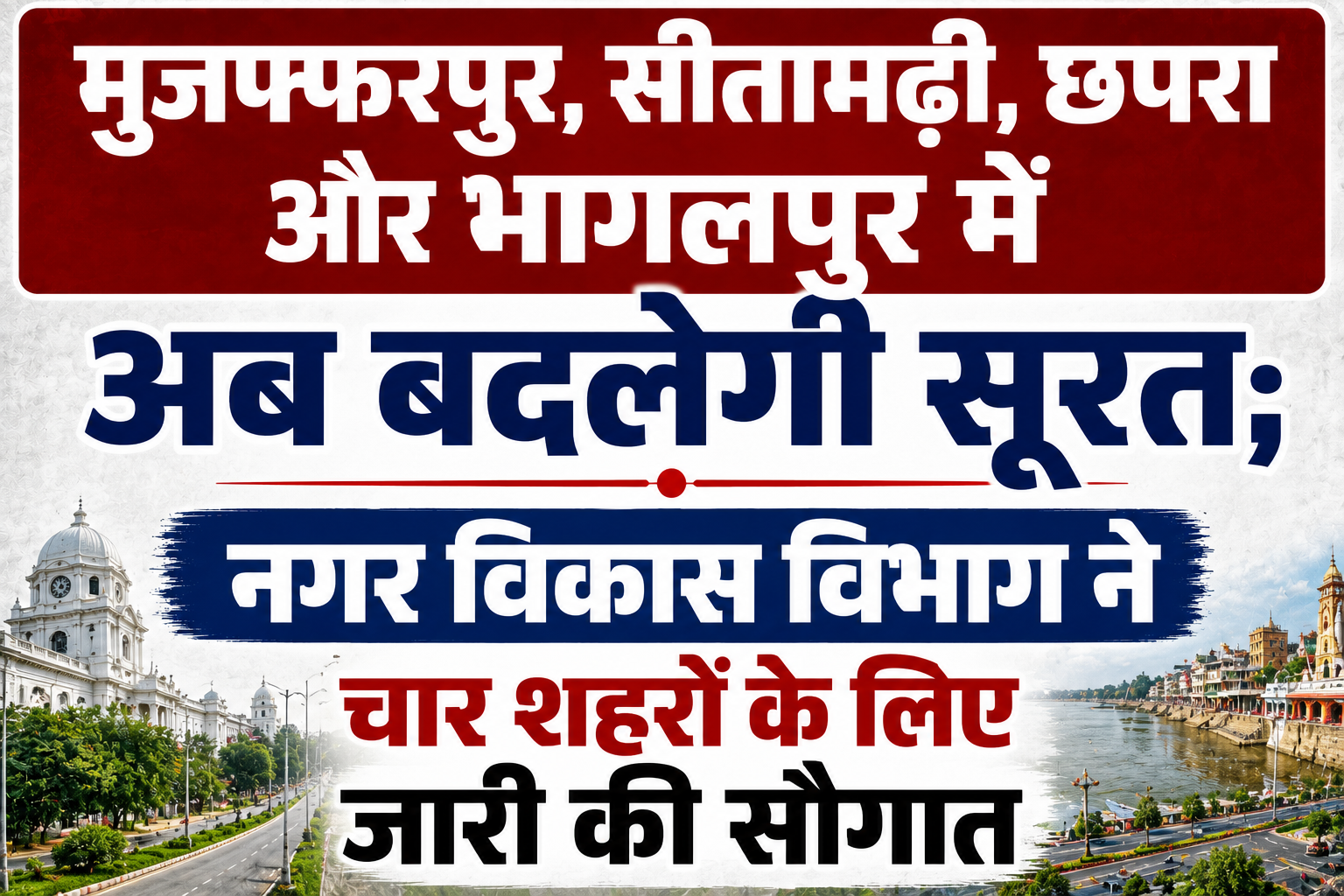 मुजफ्फरपुर, सीतामढ़ी, छपरा और भागलपुर में अब बदलेगी सूरत; नगर विकास विभाग ने चार शहरों के लिए जारी की सौगात