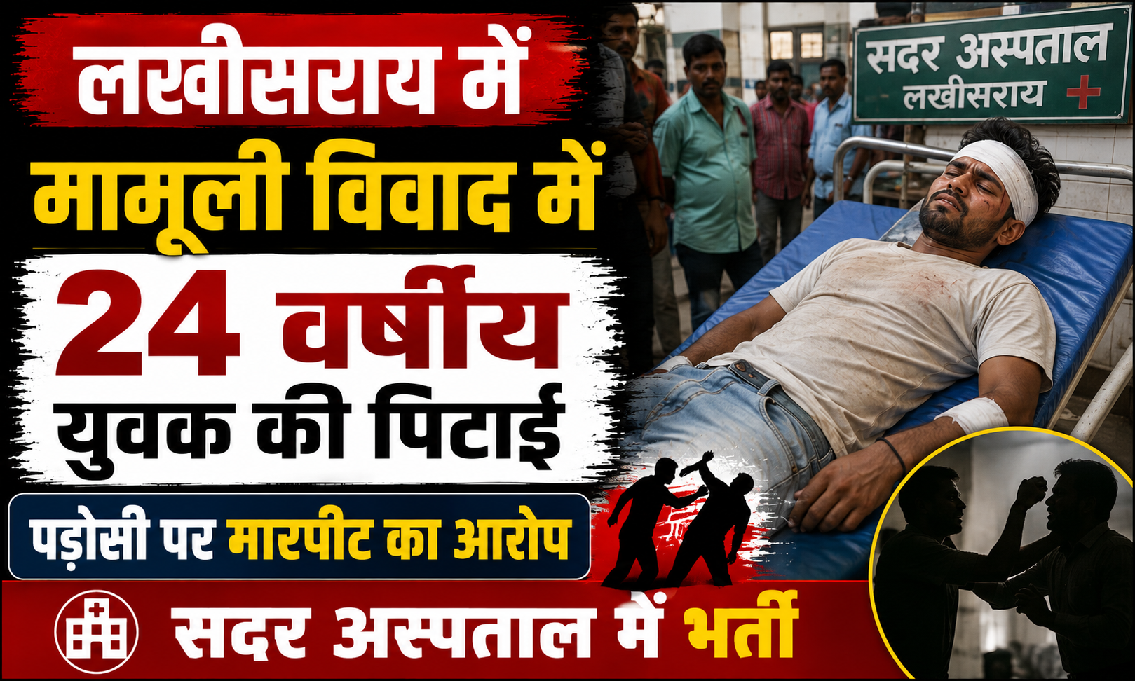 लखीसराय में मामूली विवाद में 24 वर्षीय युवक की पिटाई, पड़ोसी पर मारपीट का आरोप; सदर अस्पताल में भर्ती