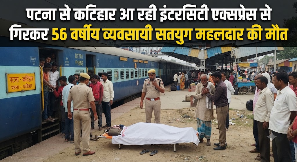 पटना से कटिहार आ रही इंटरसिटी एक्सप्रेस से गिरकर 56 वर्षीय व्यवसायी सतयुग महलदार की मौत