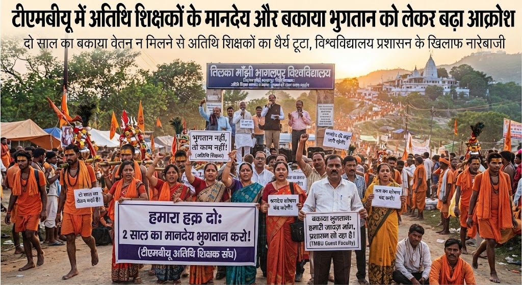 टीएमबीयू में अतिथि शिक्षकों के मानदेय और बकाया भुगतान को लेकर बढ़ा आक्रोश; यूनिवर्सिटी विभागों और अंगीभूत कॉलेजों में संघ ने उठाई आवाज, प्रशासन पर टालमटोल का आरोप