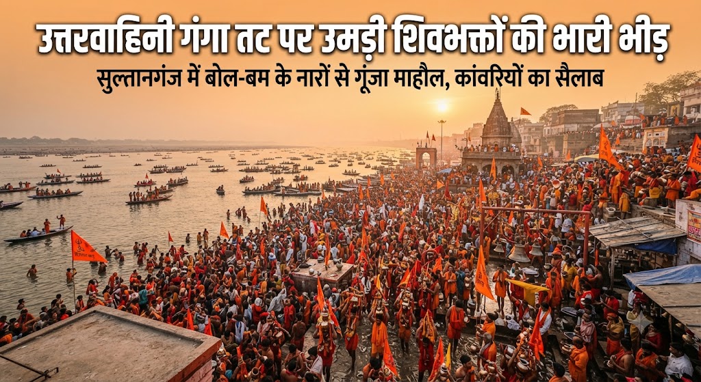 उत्तरवाहिनी गंगा तट पर उमड़ी शिवभक्तों की भारी भीड़, धार्मिक अनुष्ठान से भक्तिमय हुआ पूरा इलाका