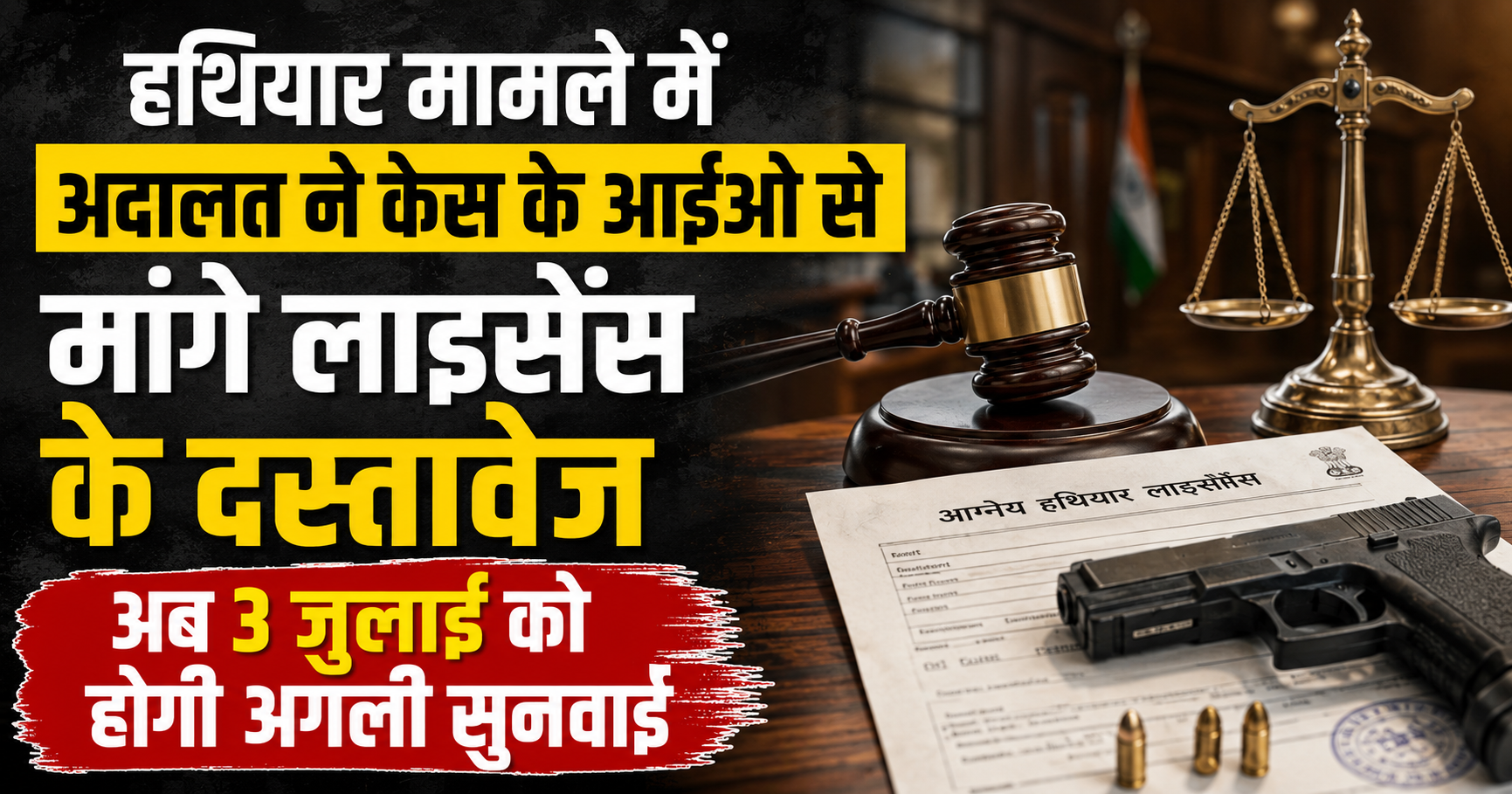 हथियार मामले में अदालत ने केस के आईओ से मांगे लाइसेंस के दस्तावेज, अब 3 जुलाई को होगी अगली सुनवाई