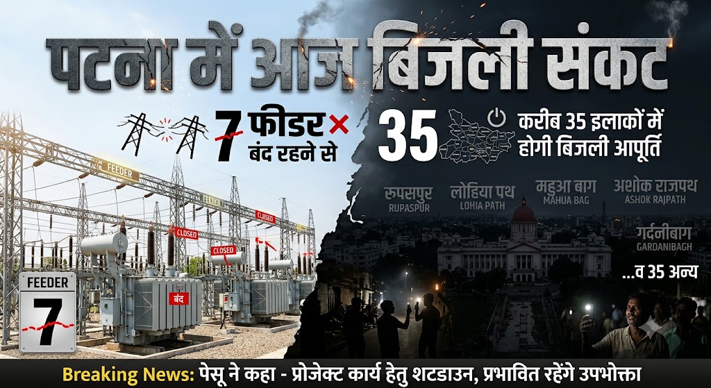 पटना में आज बिजली संकट, 7 फीडर बंद रहने से करीब 35 इलाकों में प्रभावित होगी बिजली आपूर्ति
