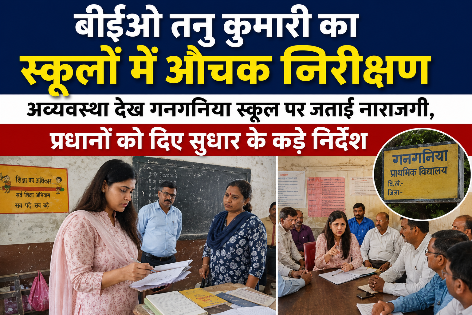बीईओ तनु कुमारी का स्कूलों में औचक निरीक्षण; अव्यवस्था देख गनगनिया स्कूल पर जताई नाराजगी, प्रधानों को दिए सुधार के कड़े निर्देश