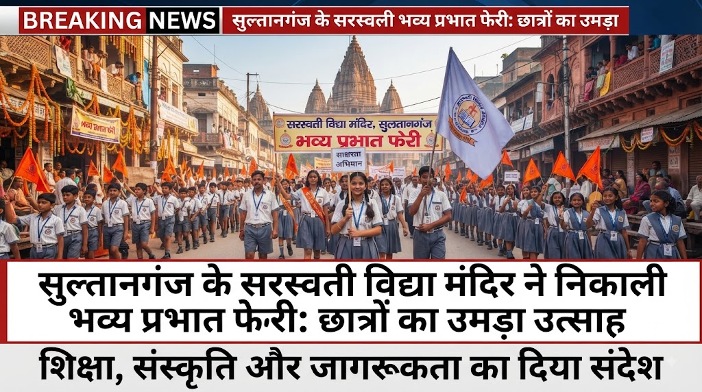 सुल्तानगंज के सरस्वती विद्या मंदिर ने निकाली भव्य कांवर यात्रा झांकी; शिव-पार्वती के स्वरूप में सजे नन्हें बच्चों ने मोहा मन, 'बम-बम भोले' के जयकारों से गूंजा पूरा शहर