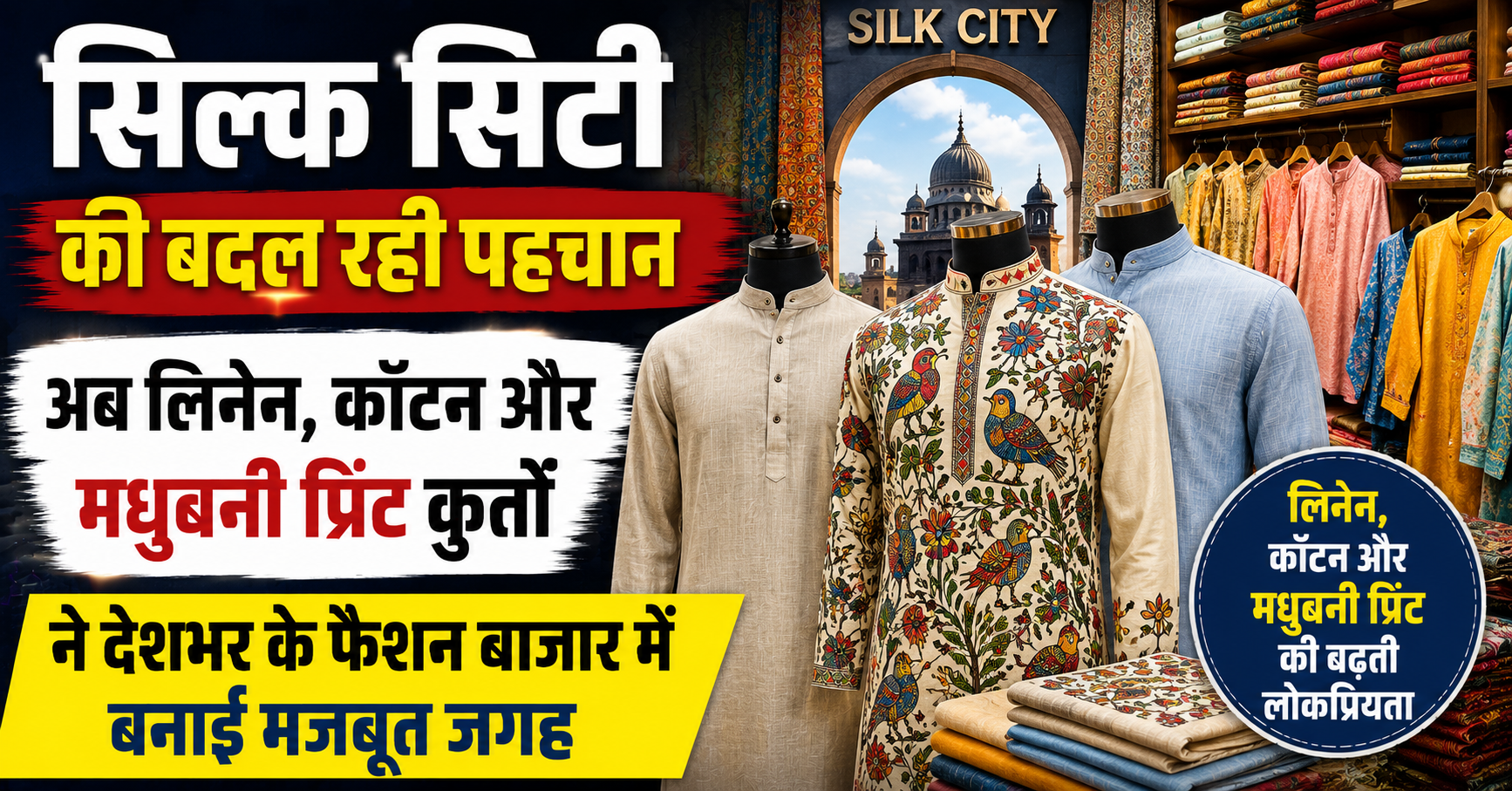 सिल्क सिटी की बदल रही पहचान, अब लिनेन, कॉटन और मधुबनी प्रिंट कुर्तों ने देशभर के फैशन बाजार में बनाई मजबूत जगह