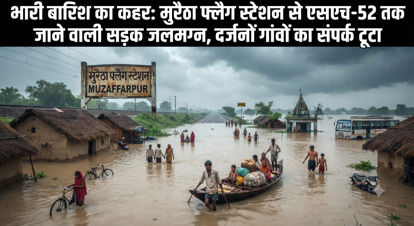 भारी बारिश का कहर: मुरैठा फ्लैग स्टेशन से एसएच-52 तक जाने वाली सड़क जलमग्न, दर्जनों गांवों का संपर्क टूटा