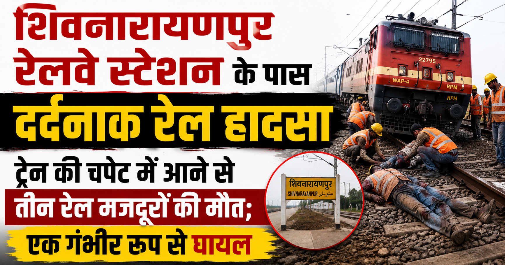 शिवनारायणपुर रेलवे स्टेशन के पास दर्दनाक रेल हादसा, ट्रेन की चपेट में आने से तीन रेल मजदूरों की मौत; एक गंभीर रूप से घायल