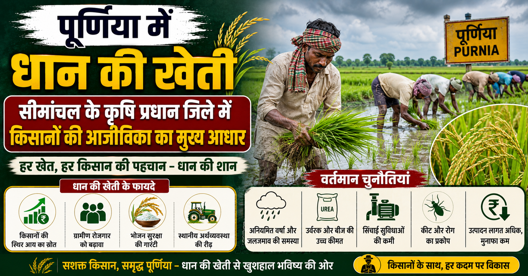 पूर्णिया में धान की खेती: सीमांचल के कृषि प्रधान जिले में किसानों की आजीविका का मुख्य आधार और वर्तमान चुनौतियां