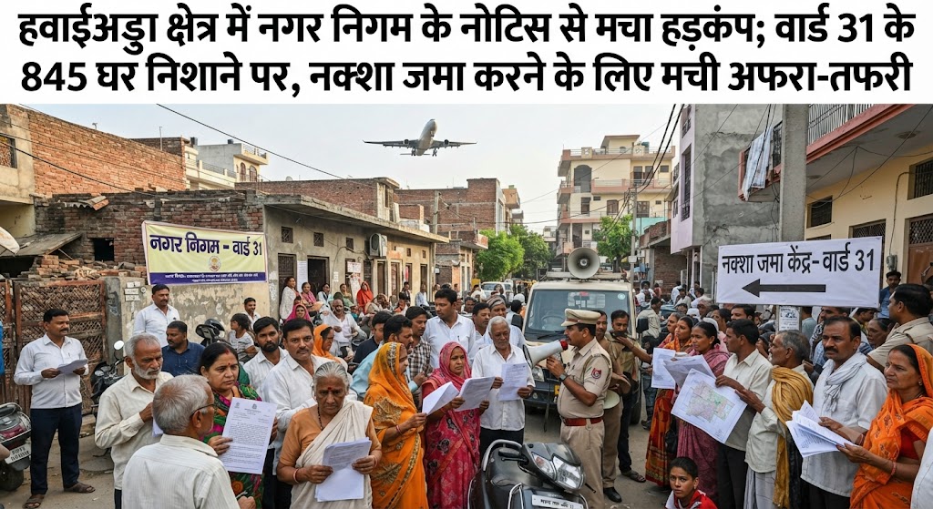 हवाईअड्डा क्षेत्र में नगर निगम के नोटिस से मचा हड़कंप; वार्ड 31 के 845 घर निशाने पर, नक्शा जमा करने के लिए मची अफरा-तफरी