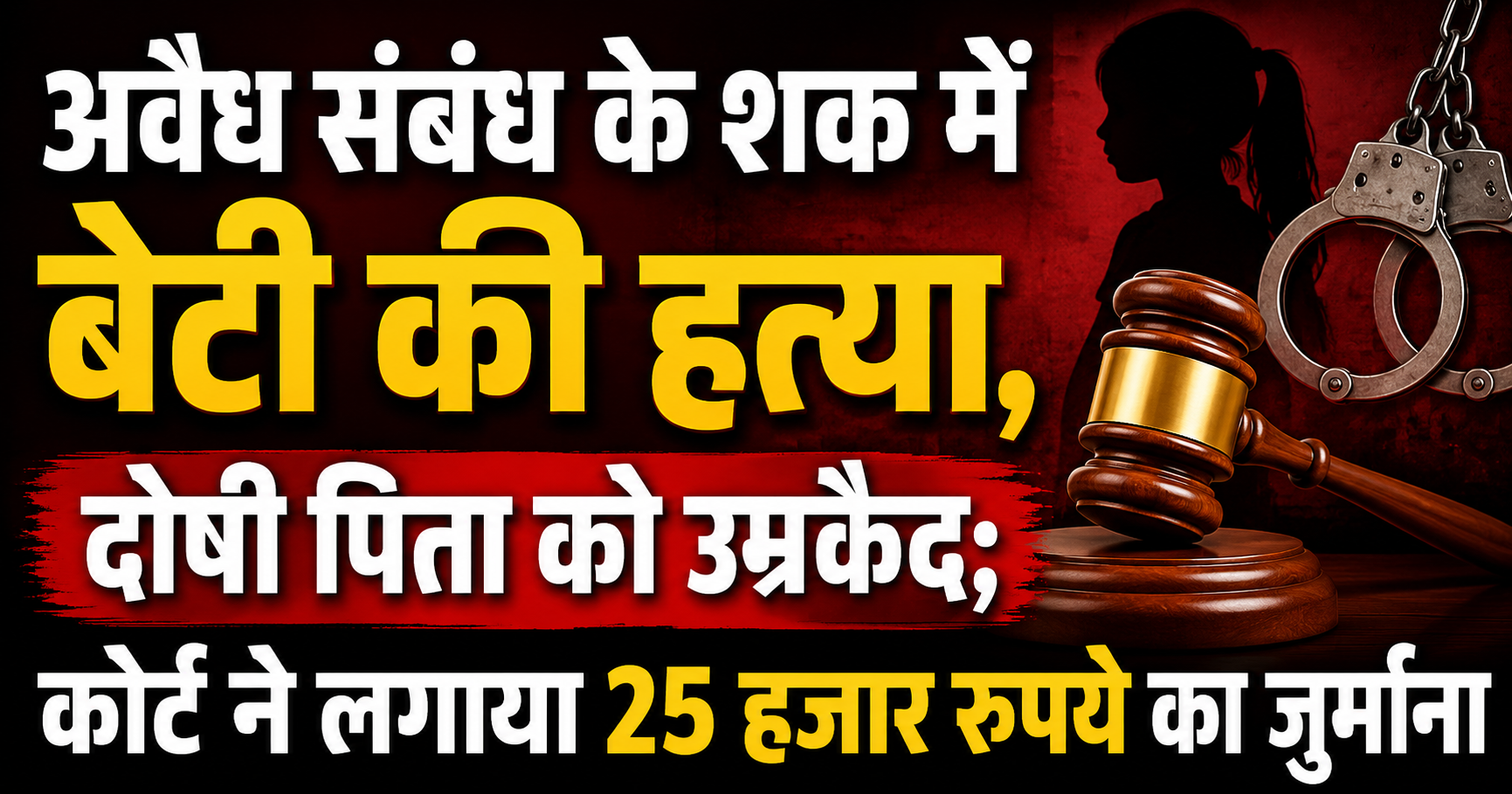 अवैध संबंध के शक में बेटी की हत्या, दोषी पिता को उम्रकैद; कोर्ट ने लगाया 25 हजार रुपये का जुर्माना
