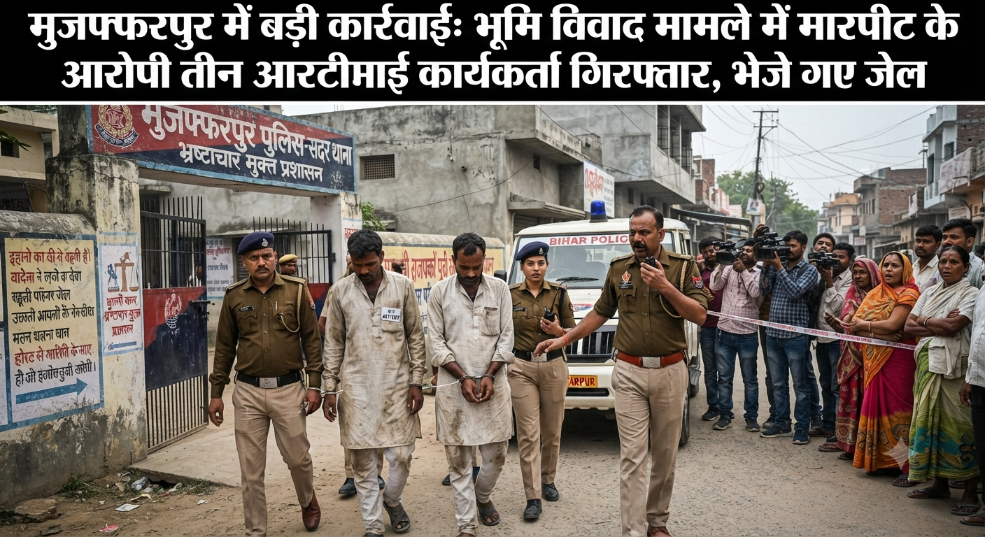मुजफ्फरपुर में बड़ी कार्रवाई: भूमि विवाद मामले में मारपीट के आरोपी तीन आरटीआई कार्यकर्ता गिरफ्तार, भेजे गए जेल