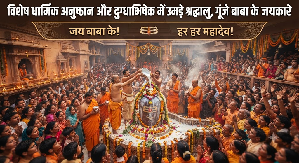 Atmosphere Imbued with Devotion at Sai Baba Temple on Sai Nagar Block Road in Nathnagar on Tuesday Night; Devotees Throng Special Religious Rituals and Milk Ablution, Chants of Baba Resound