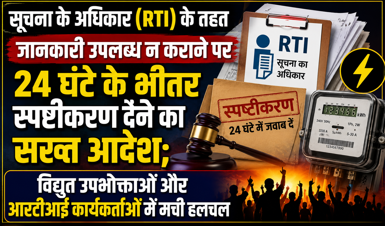 सूचना के अधिकार (RTI) के तहत जानकारी उपलब्ध न कराने पर 24 घंटे के भीतर स्पष्टीकरण देने का सख्त आदेश; विद्युत उपभोक्ताओं और आरटीआई कार्यकर्ताओं में मची हलचल