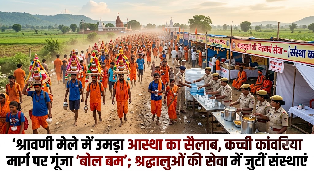 श्रावणी मेले में उमड़ा आस्था का सैलाब, कच्ची कांवरिया मार्ग पर गूंजा ‘बोल बम’; श्रद्धालुओं की सेवा में जुटीं संस्थाएं