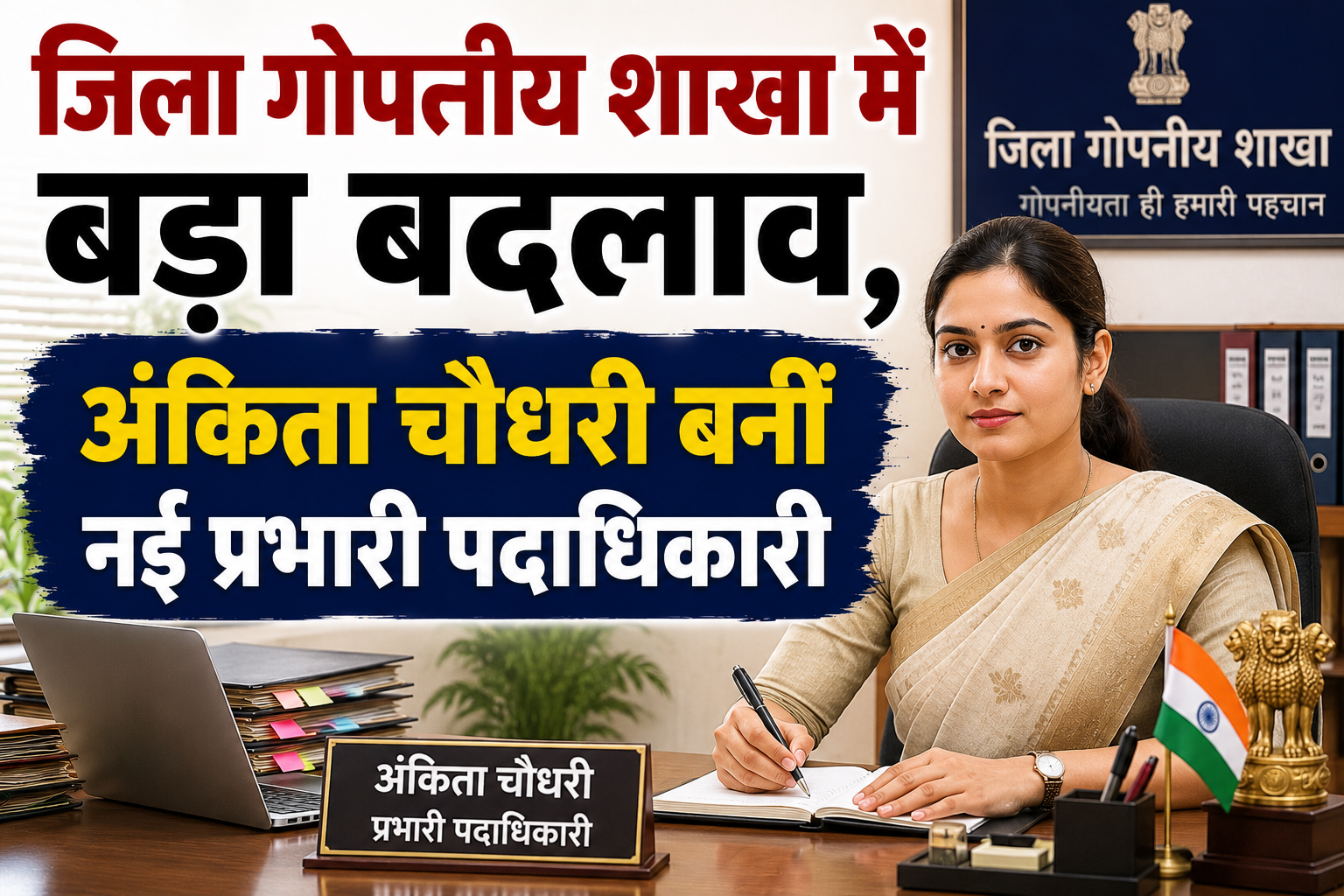 जिला गोपनीय शाखा में बड़ा बदलाव, अंकिता चौधरी बनीं नई प्रभारी पदाधिकारी