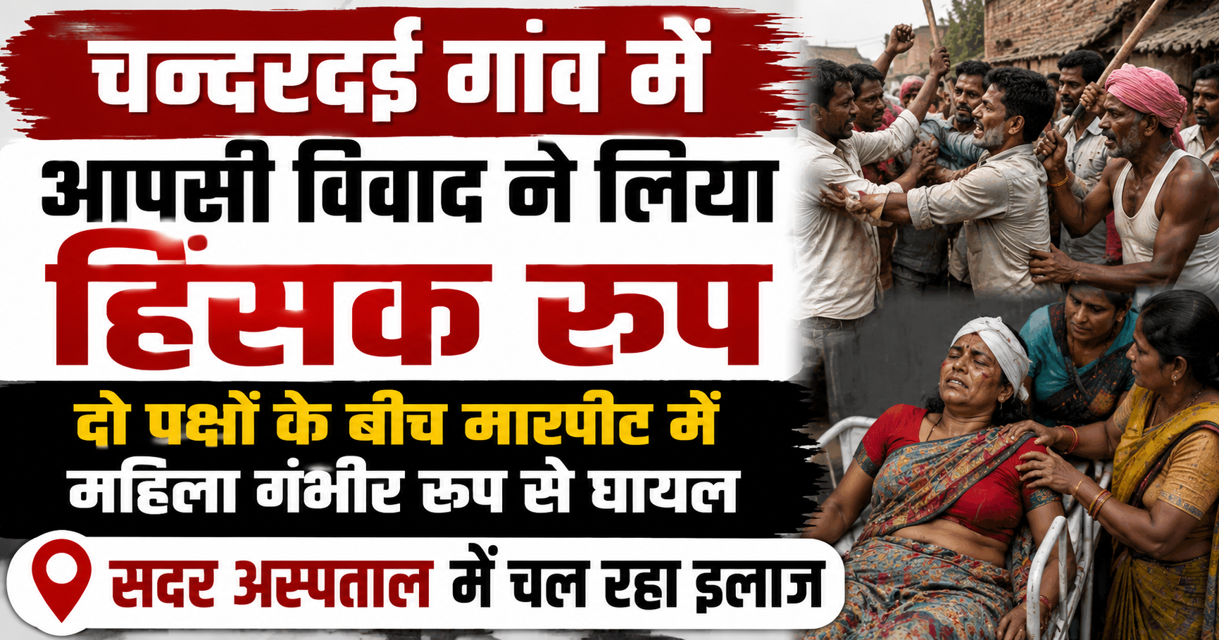 चन्दरदई गांव में आपसी विवाद ने लिया हिंसक रूप, दो पक्षों के बीच मारपीट में महिला गंभीर रूप से घायल; सदर अस्पताल में चल रहा इलाज