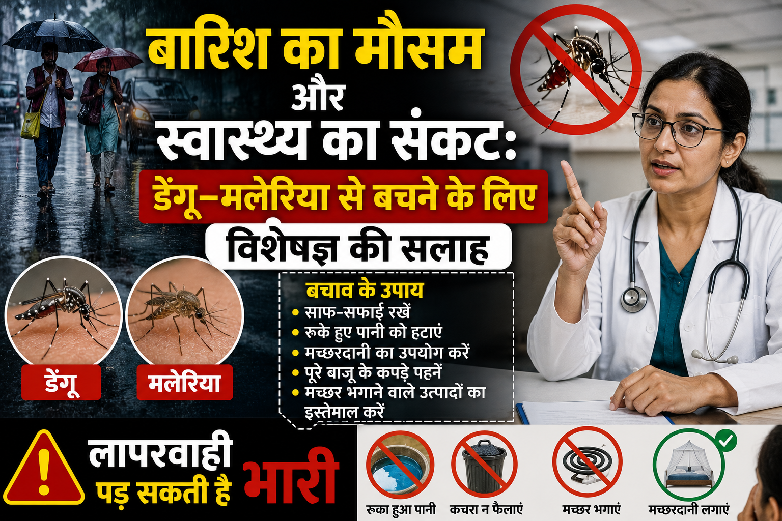 बारिश का मौसम और स्वास्थ्य का संकट: डेंगू-मलेरिया से बचने के लिए विशेषज्ञ की सलाह, लापरवाही पड़ सकती है भारी