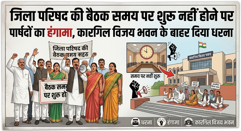 Council Members Protest as District Council Meeting Fails to Start on Time, Sit-In Held Outside Kargil Vijay Bhawan