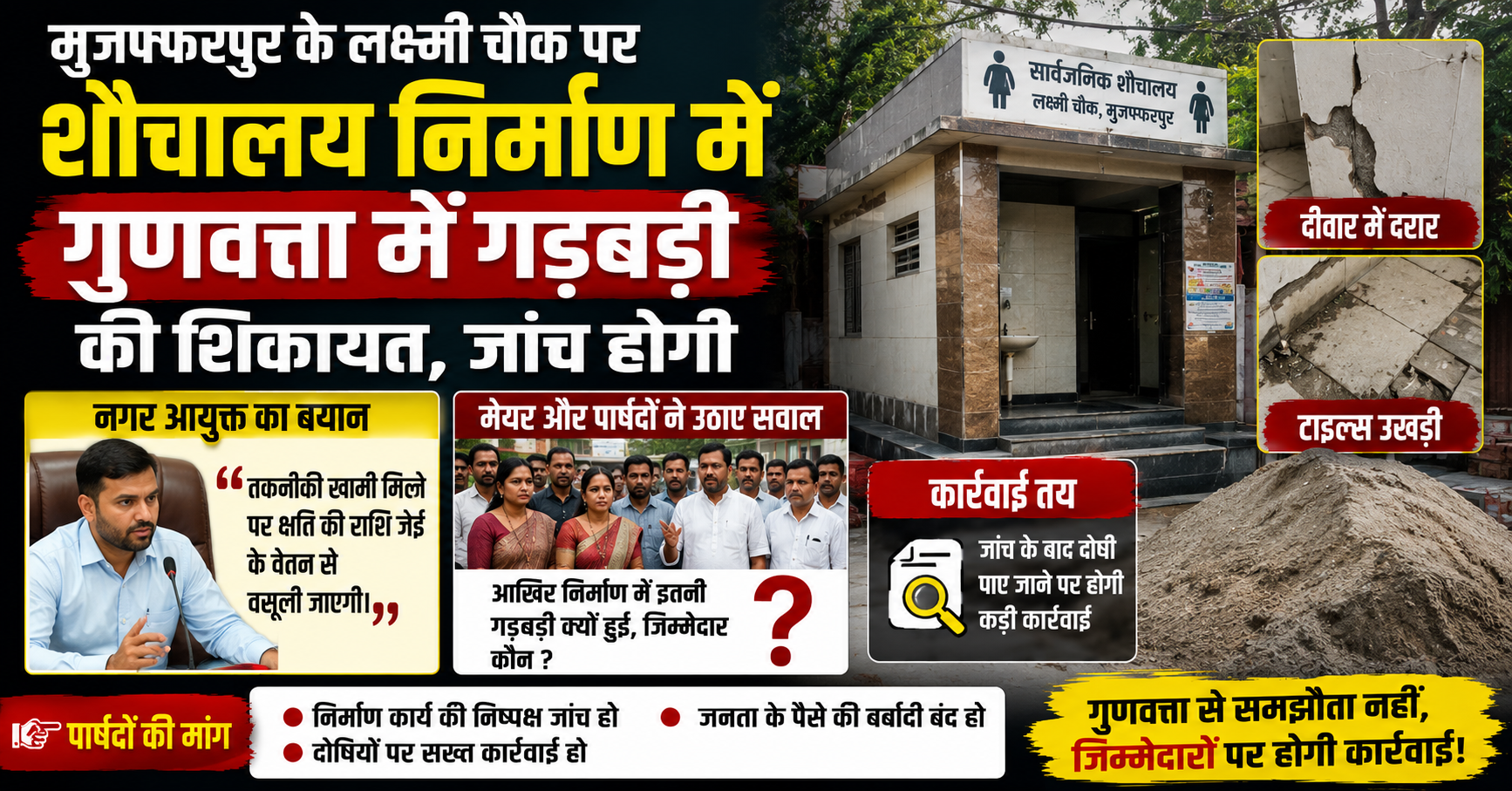 मुजफ्फरपुर में विवादित शौचालय निर्माण की होगी जांच, जेई पर कार्रवाई के संकेत