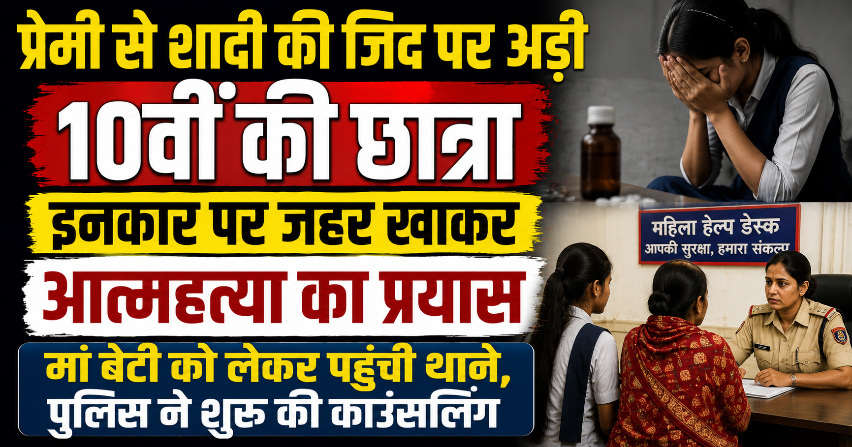Class 10 Student Insists on Marrying Boyfriend, Allegedly Attempts Suicide After Family Refuses; Police Begin Counseling