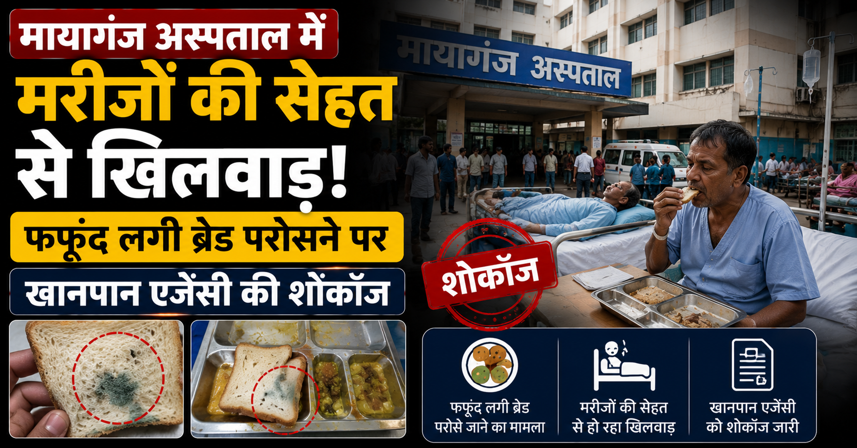 भागलपुर: मायागंज अस्पताल में मरीजों की सेहत से खिलवाड़, फफूंद लगी ब्रेड परोसने पर खानपान एजेंसी को शोकॉज