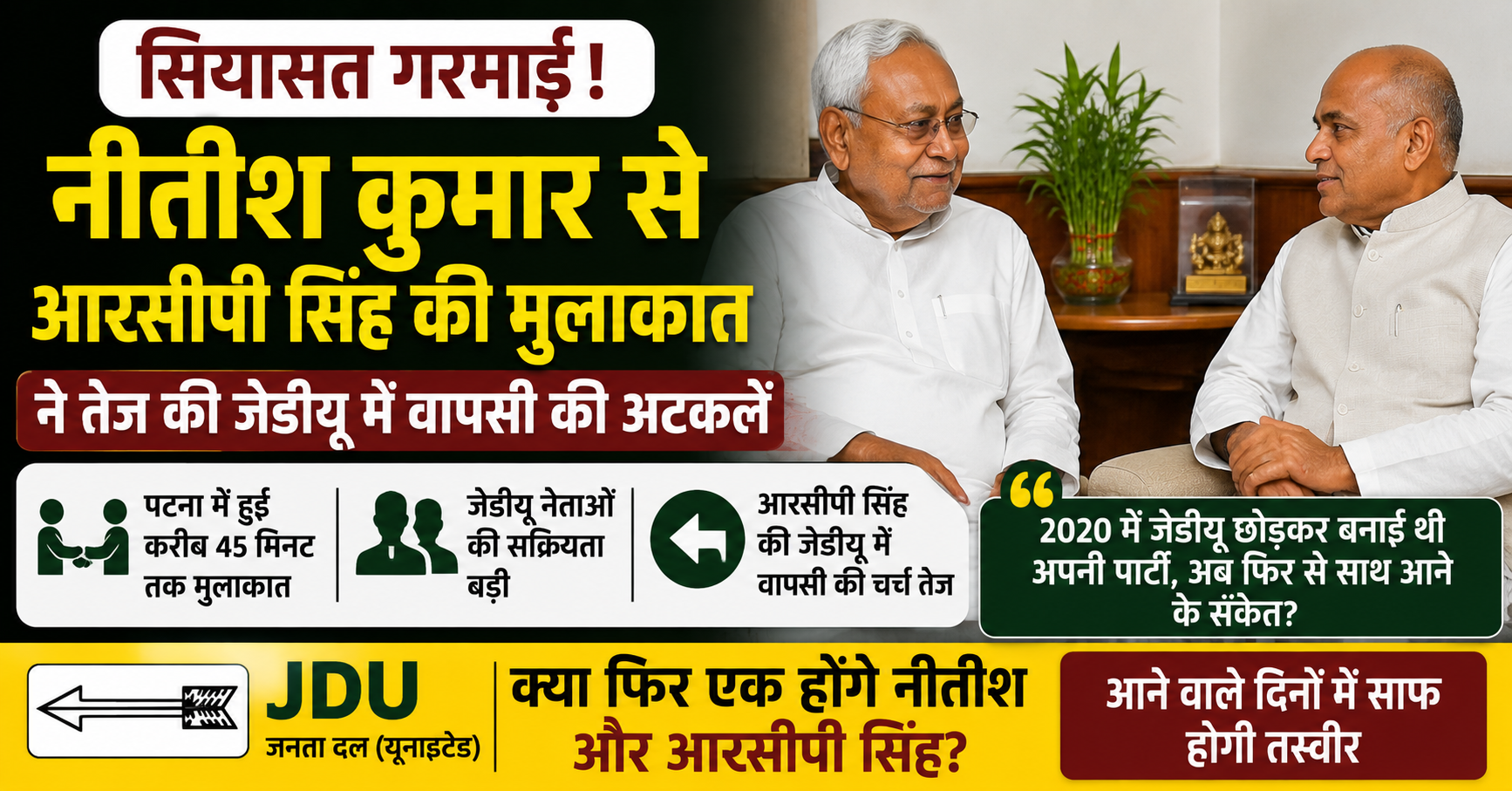 RCP Singh's Meeting with Nitish Kumar Fuels Speculation Over Possible JD(U) Return